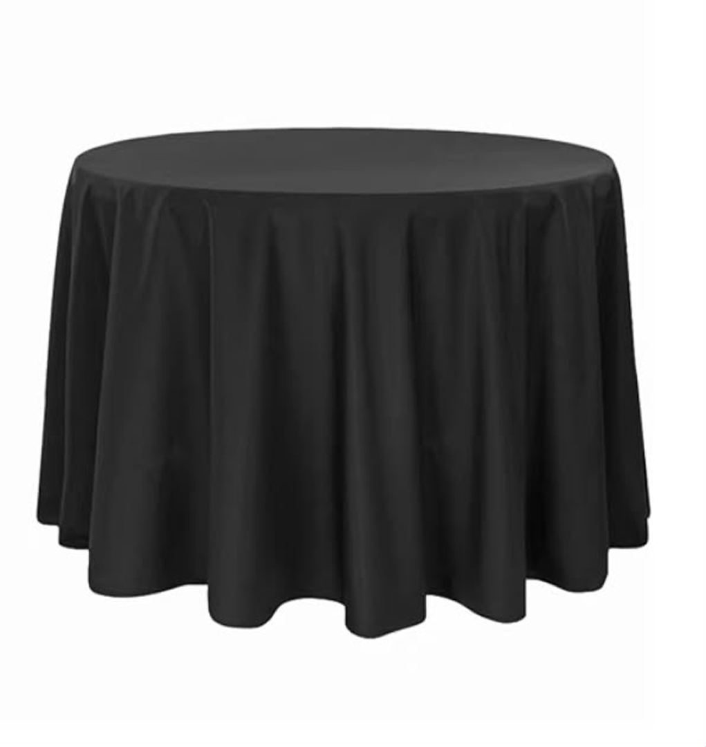 Premium Polyester 120" Round Tablecloth - Black