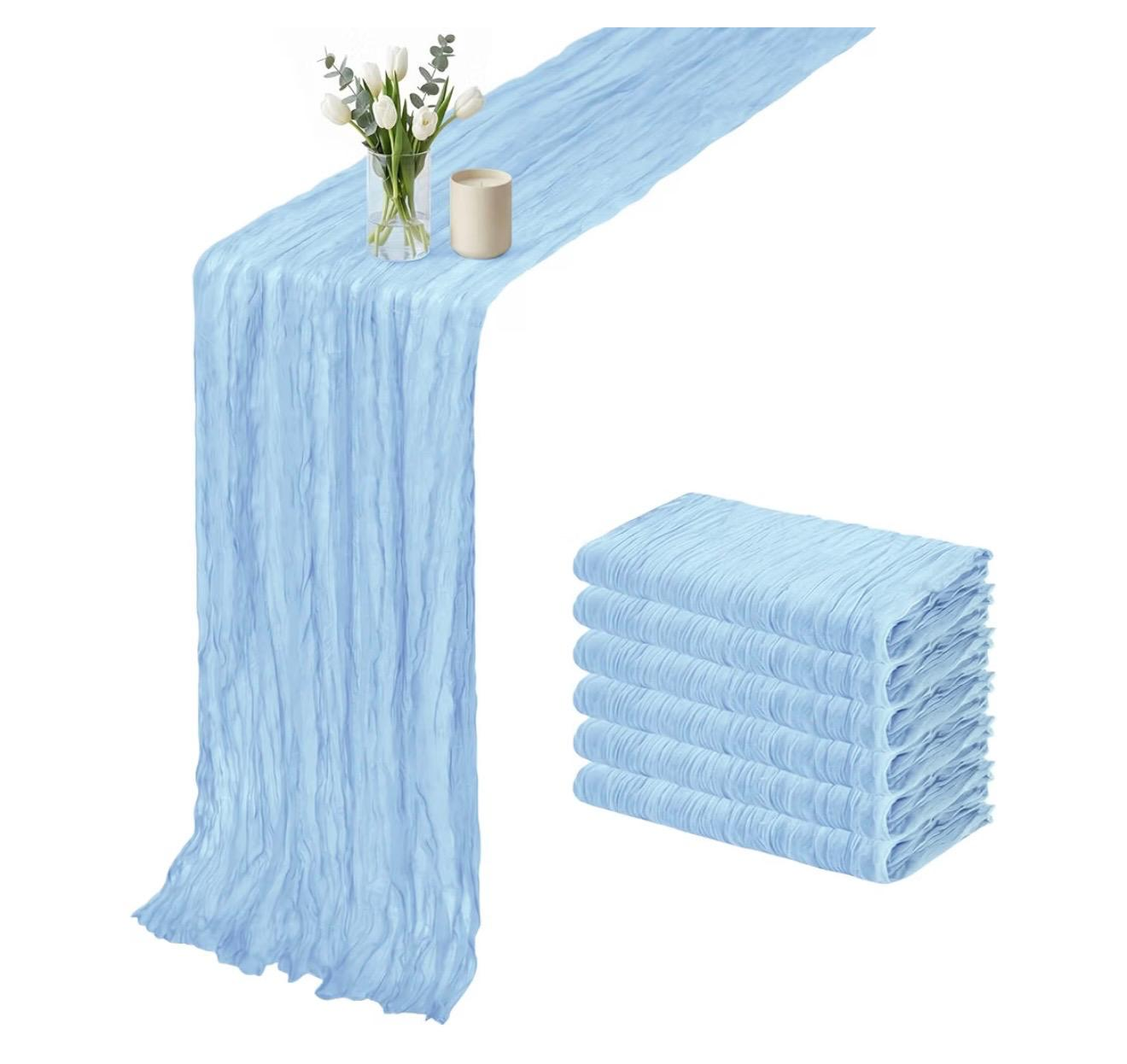 Light Blue Boho Table Runner