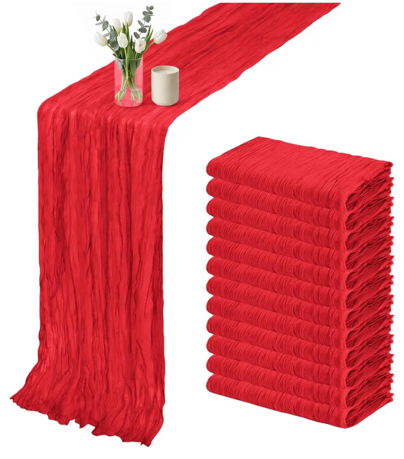 Red Boho Table Runner