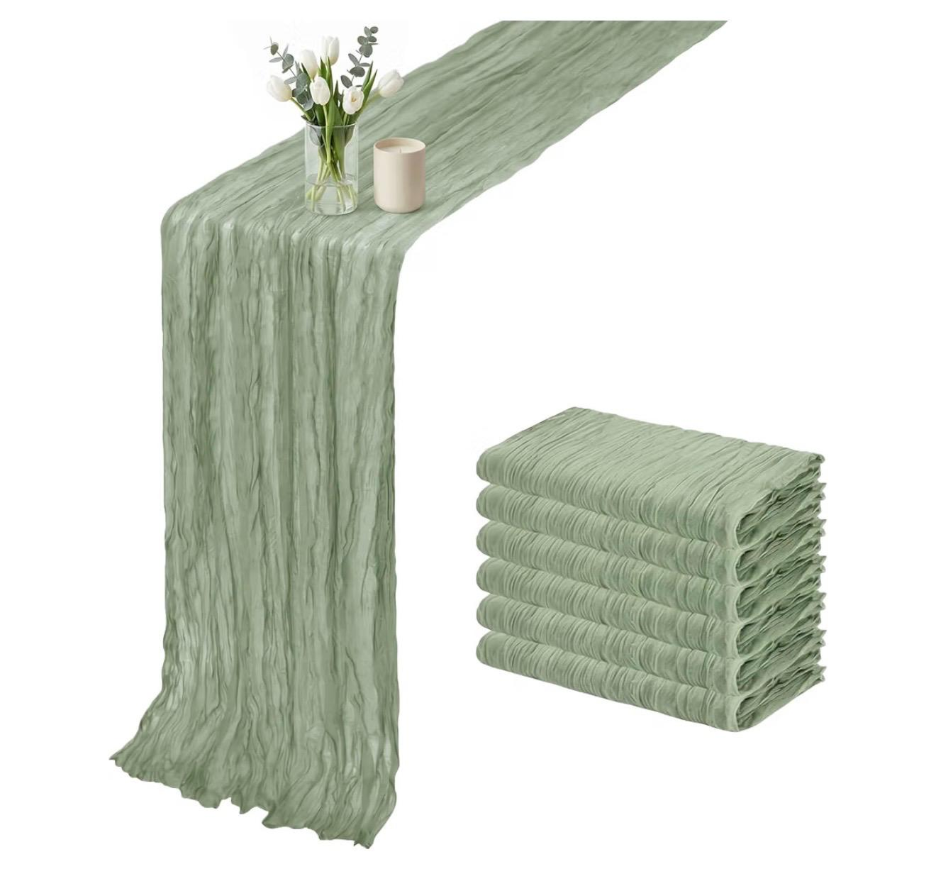 Sage Green Boho Table Runner